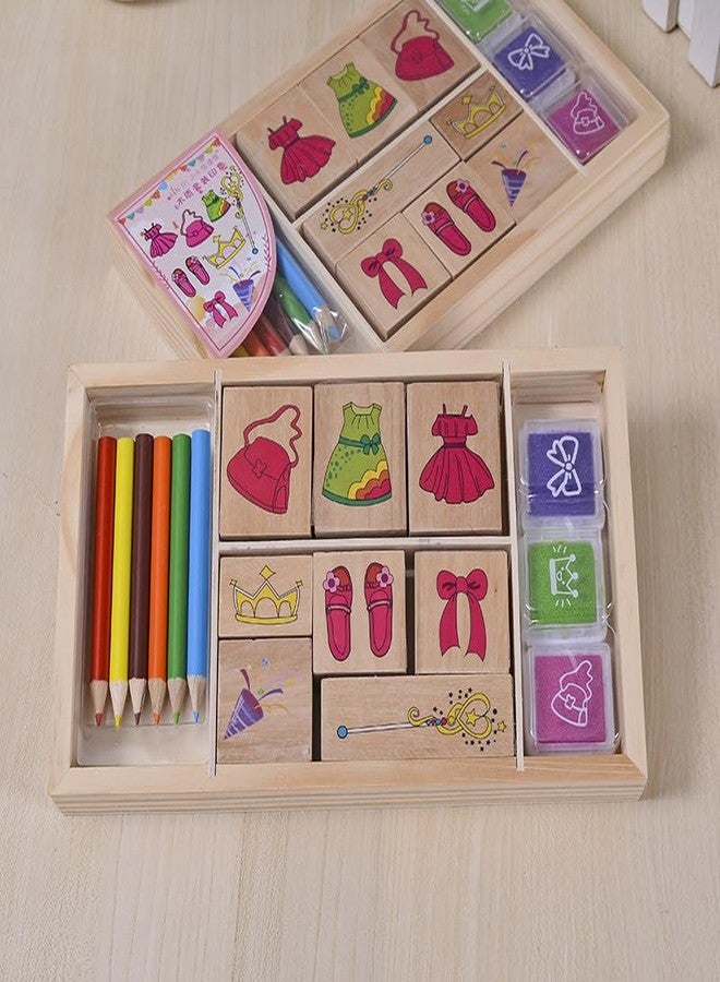 53 Arts Eco-Friendly Wooden Stamp Creative Puzzle Cartoon Children Wooden Stamp Set Pack of 2 - Image 2